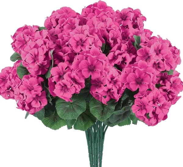 OBOSOE 6-pakkaus tekokukat/pelargoniat – UV-kestävät kukat ulkokäyttöön