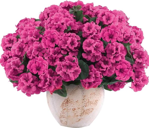 OBOSOE 6-pakkaus tekokukat/pelargoniat – UV-kestävät kukat ulkokäyttöön
