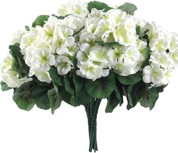 OBOSOE 6-pakkaus tekokukat/pelargoniat – UV-kestävät kukat ulkokäyttöön