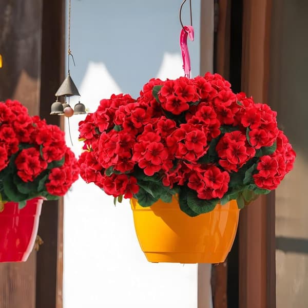 OBOSOE 6-pakkaus tekokukat/pelargoniat – UV-kestävät kukat ulkokäyttöön