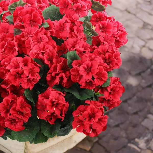 OBOSOE 6-pakkaus tekokukat/pelargoniat – UV-kestävät kukat ulkokäyttöön