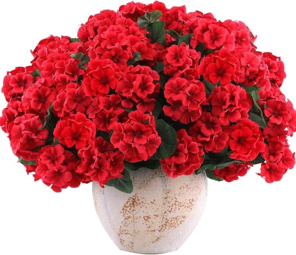 OBOSOE 6-pakkaus tekokukat/pelargoniat – UV-kestävät kukat ulkokäyttöön