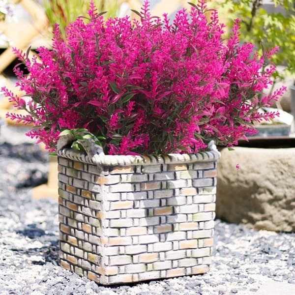 OBOSOE Kunstige Blomster Lavendel 8-pak – UV-resistente dekorative planter til indendørs og udendørs