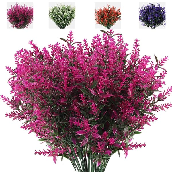 OBOSOE Kunstige Blomster Lavendel 8-pak – UV-resistente dekorative planter til indendørs og udendørs