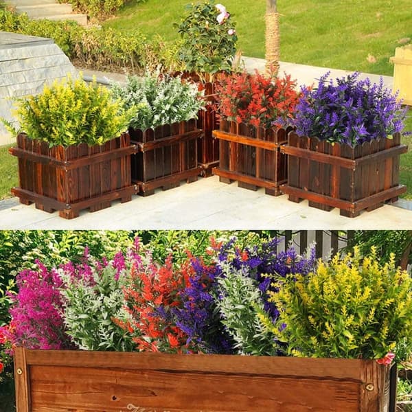 OBOSOE Kunstige Blomster Lavendel 8-pak – UV-resistente dekorative planter til indendørs og udendørs