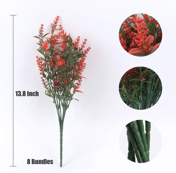 OBOSOE Kunstige Blomster Lavendel 8-pak – UV-resistente dekorative planter til indendørs og udendørs