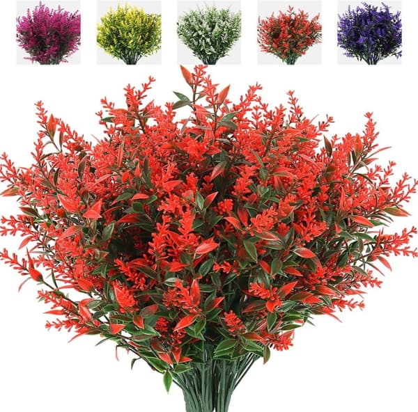 OBOSOE Kunstige Blomster Lavendel 8-pak – UV-resistente dekorative planter til indendørs og udendørs