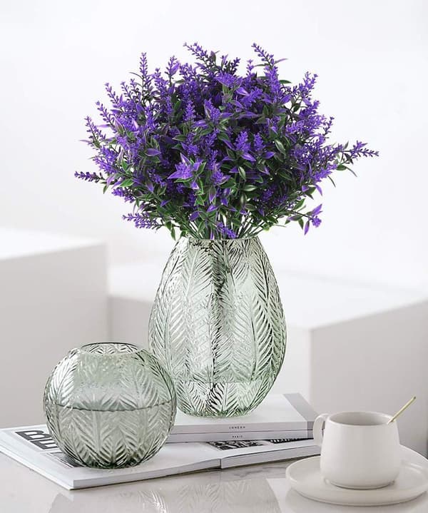 OBOSOE Kunstige Blomster Lavendel 8-pak – UV-resistente dekorative planter til indendørs og udendørs