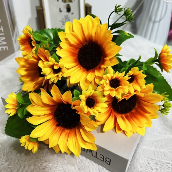 OBOSOE Kunstige Blomster Kunstige Solsikker 4-pak – Silkeblomster til dekoration