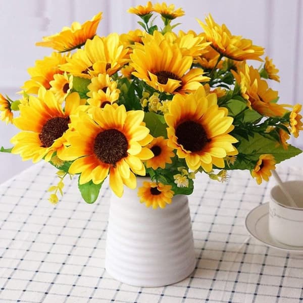 OBOSOE Kunstige Blomster Kunstige Solsikker 4-pak – Silkeblomster til dekoration