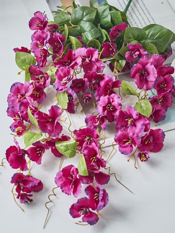 OBOSOE kunstige hængende blomster 2-pak – silkehibiscus UV-bestandig til udendørs og indendørs dekoration