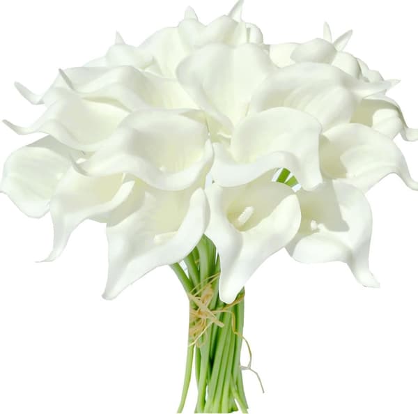 OBOSOE PU Calla Lily kunstige blomster 20 stængler 35cm - Realistiske blomster til brudebuket og boligindretning