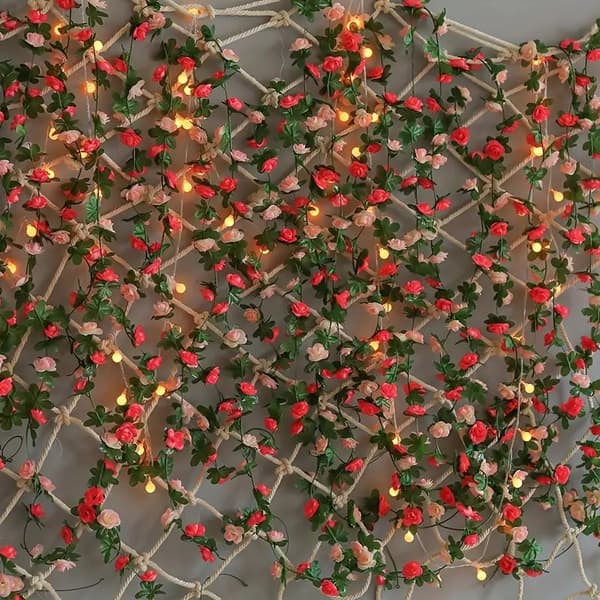 OBOSOE 10 st konstgjorda blommor rosenrankor 250 cm – Blomstergirlang med blad för hemdekoration, bröllop, fest & julpynt