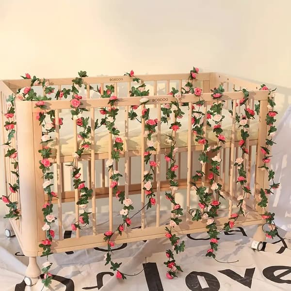 OBOSOE 10 st konstgjorda blommor rosenrankor 250 cm – Blomstergirlang med blad för hemdekoration, bröllop, fest & julpynt