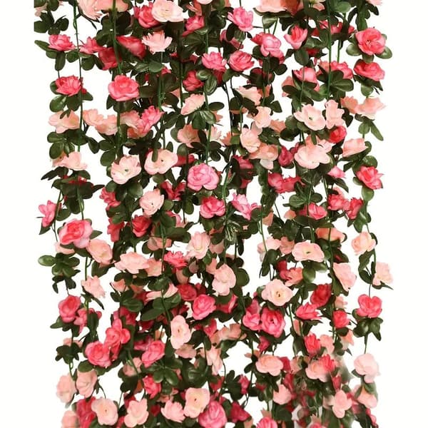 OBOSOE 10 st konstgjorda blommor rosenrankor 250 cm – Blomstergirlang med blad för hemdekoration, bröllop, fest & julpynt