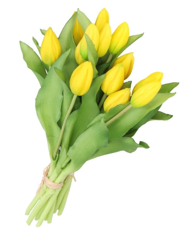 TULIPANERBUKET MED TULIPANER GUMMIBEDRÆKKET SOM LIVET 7 STK.
