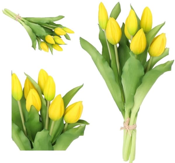 TULIPANERBUKET MED TULIPANER GUMMIBEDRÆKKET SOM LIVET 7 STK.