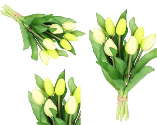 TULIPANERBUKET MED TULIPANER GUMMIBEDRÆKKET SOM LIVET 7 STK.