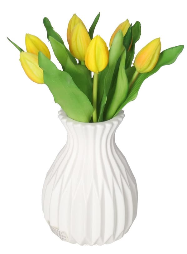 TULIPANERBUKET MED TULIPANER GUMMIBEDRÆKKET SOM LIVET 7 STK.