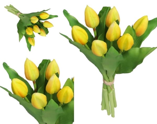 TULIPANERBUKET MED TULIPANER GUMMIBEDRÆKKET SOM LIVET 7 STK.