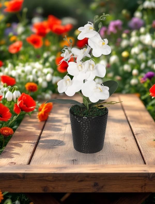 ORKIDÉ KUNSTIGE ORKIDÉBLOMSTER I KERAMISK POTTE