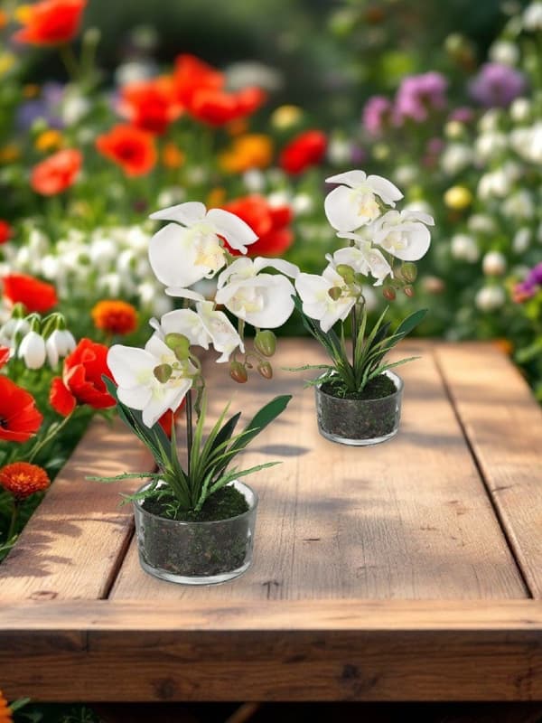 ORKIDÉ KUNSTIGE BLOMSTER I EN PREMIUM POTTE