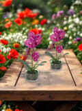 Miniatyrbillede 5 af 6: ORKIDÉ KUNSTIGE BLOMSTER I EN PREMIUM POTTE