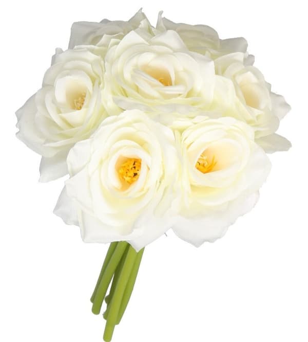 ROSEROSEBUKET TYKKE KUNSTIGE BLOMSTER SOM LIV GUMMI