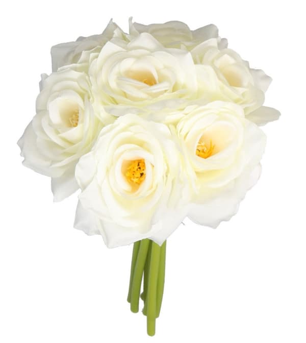 ROSEROSEBUKET TYKKE KUNSTIGE BLOMSTER SOM LIV GUMMI