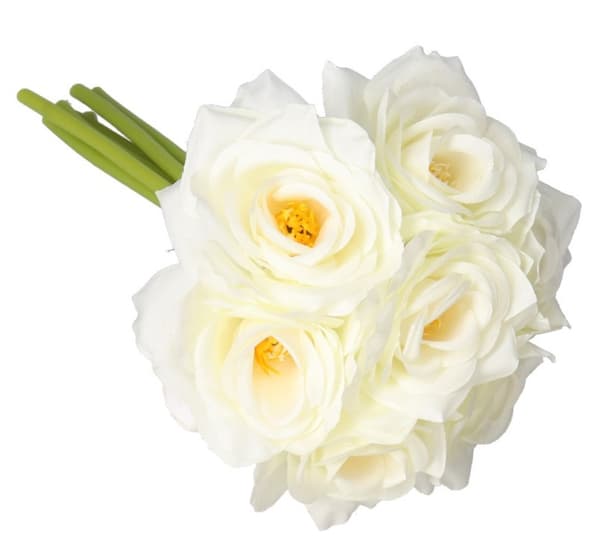 ROSEROSEBUKET TYKKE KUNSTIGE BLOMSTER SOM LIV GUMMI
