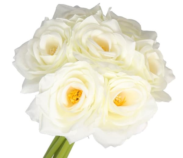 ROSEROSEBUKET TYKKE KUNSTIGE BLOMSTER SOM LIV GUMMI