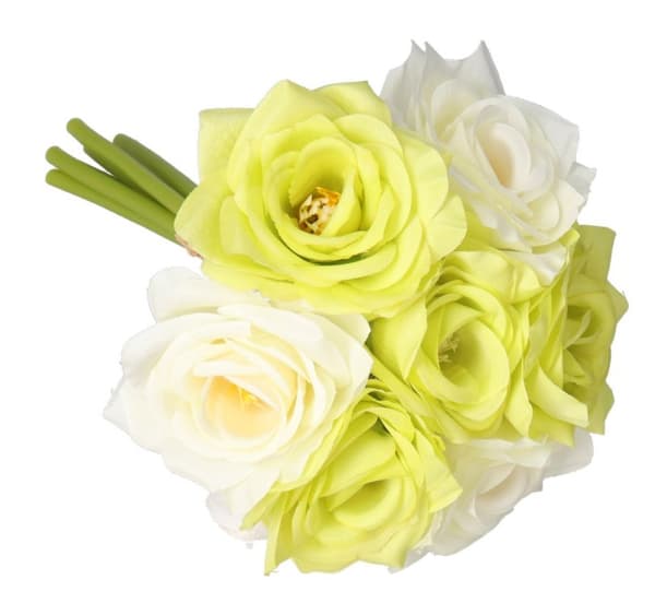 ROS ROSBUKETT TJOCKA KONSTGJORDA BLOMMOR SOM LIVET GUMMI