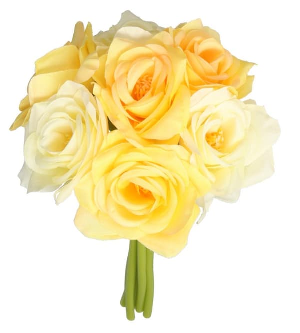 ROSEROSEBUKET TYKKE KUNSTIGE BLOMSTER SOM LIV GUMMI