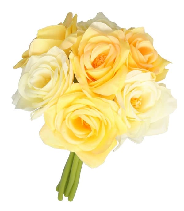 ROSEROSEBUKET TYKKE KUNSTIGE BLOMSTER SOM LIV GUMMI