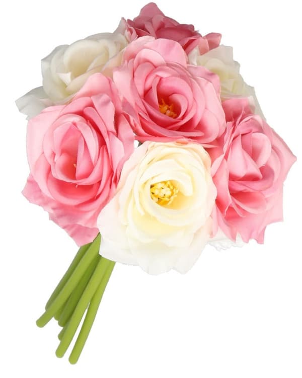 ROSEROSEBUKET TYKKE KUNSTIGE BLOMSTER SOM LIV GUMMI