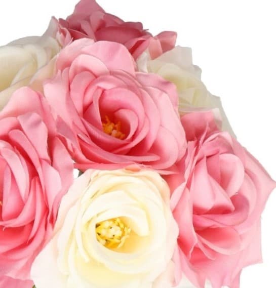 ROSEROSEBUKET TYKKE KUNSTIGE BLOMSTER SOM LIV GUMMI