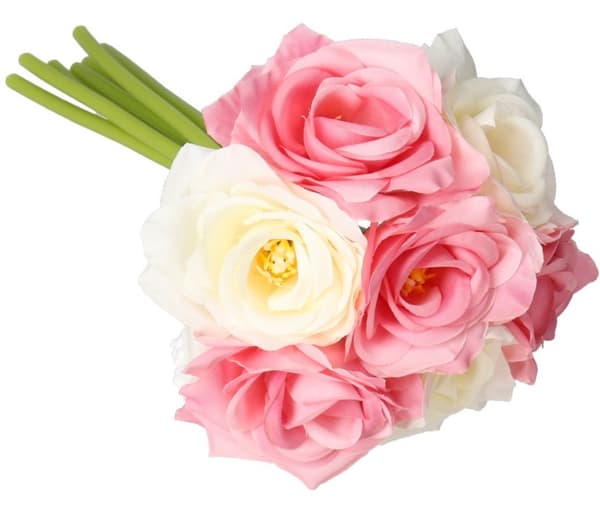 ROSEROSEBUKET TYKKE KUNSTIGE BLOMSTER SOM LIV GUMMI