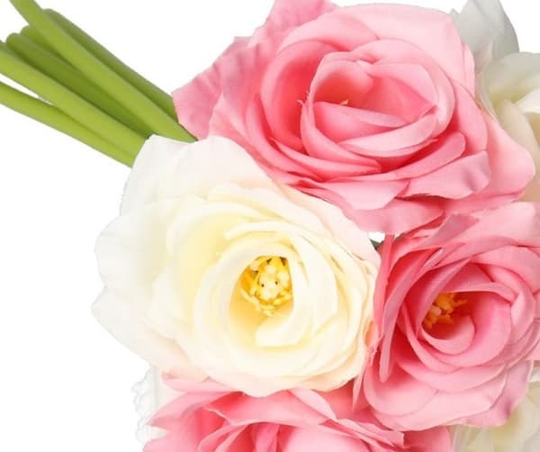 ROSEROSEBUKET TYKKE KUNSTIGE BLOMSTER SOM LIV GUMMI