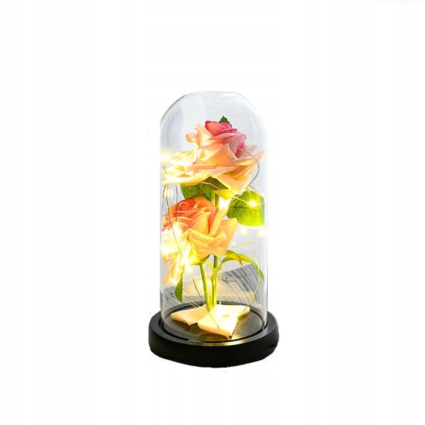 Evig rose i glas, glødende LED-gaveidé, smuk som ægte