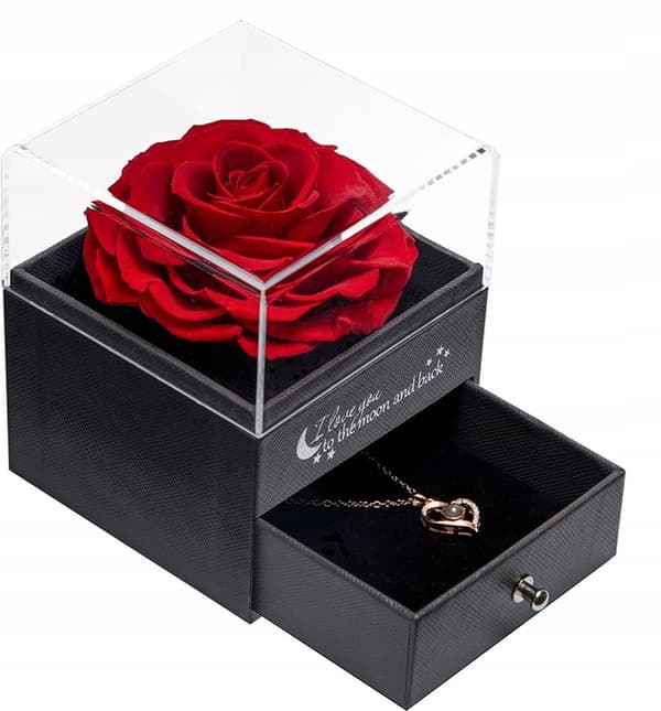 Evig rose i glas hologram halskæde til kvinder Valentinsdagsgave