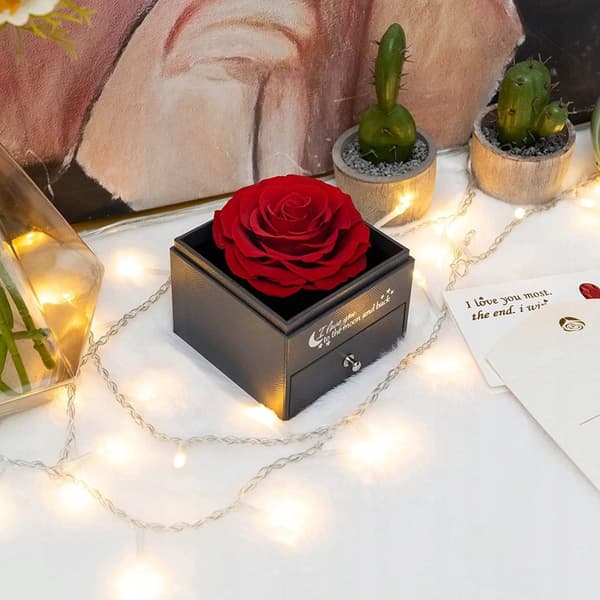 Evig rose i glas hologram halskæde til kvinder Valentinsdagsgave