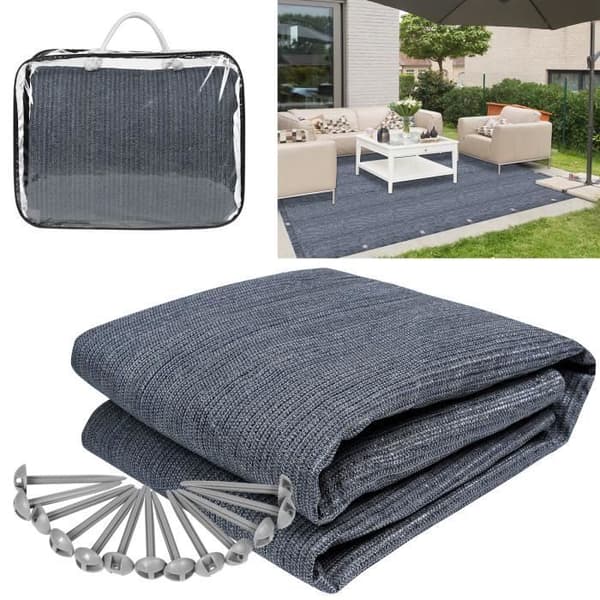 XMTECH campingmatta, 250x500 cm markduk för husvagn, husbil, markpresenning med markspik och bärväska