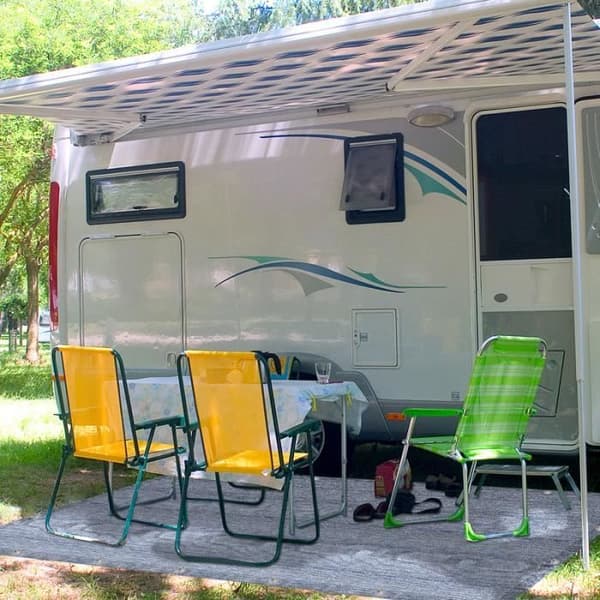 YUENFONG campingmatta, HDPE-matta av hög kvalitet, tältmatta, tvättbar, halkfri, bärväska medföljer, 2,5x3m