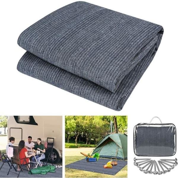 YUENFONG campingmatta, HDPE-matta av hög kvalitet, tältmatta, tvättbar, halkfri, bärväska medföljer, 2,5x5m