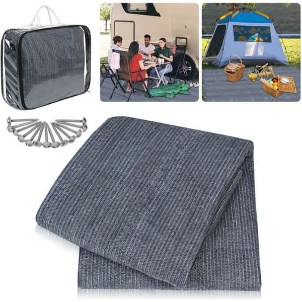 YUENFONG campingmatta, HDPE-matta av hög kvalitet, tältmatta, tvättbar, halkfri, bärväska ingår, 3x3m
