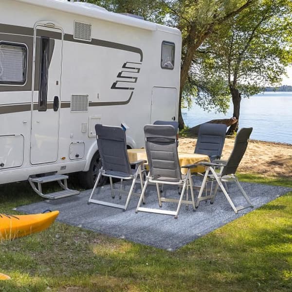 YUENFONG campingmatta, högkvalitativ HDPE-matta, tältmatta, tvättbar, halkfri, bärväska medföljer, 3x6m