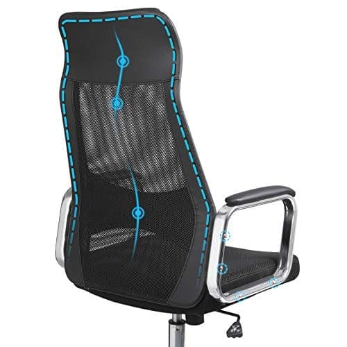 SONGMICS-toimistotuoli verkkotuoli pöytätuoli Ergonominen tietokonetuoli musta