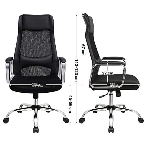SONGMICS-toimistotuoli verkkotuoli pöytätuoli Ergonominen tietokonetuoli musta