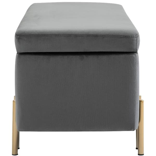 Rootz Hocker - Fodskammel - Taburet - Opbevaringsplads - Polstret - Mørkegrå - Strygejern - 100 x 40 x 42 cm
