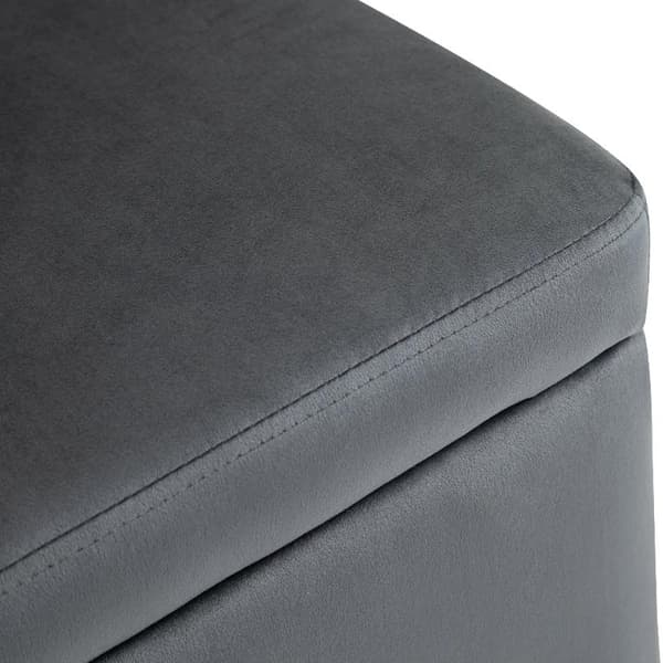 Rootz Hocker - Fodskammel - Taburet - Opbevaringsplads - Polstret - Mørkegrå - Strygejern - 100 x 40 x 42 cm